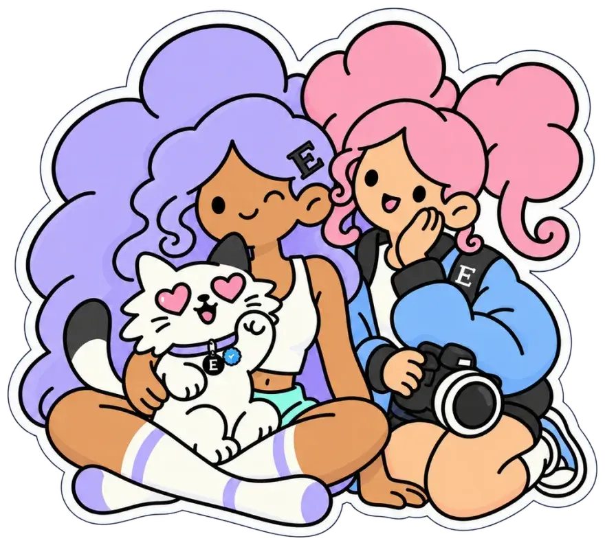 The Lavender Visionary, Love-Eyed Cat and Pink-Bun Photographer together